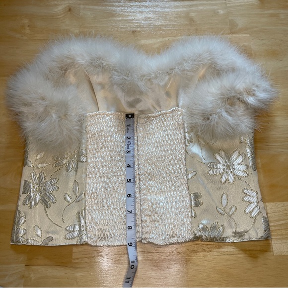 Vintage Rare Victoria’s Secret Gold Label Feather Trim Floral Satin Corset Top - Picture 9 of 15